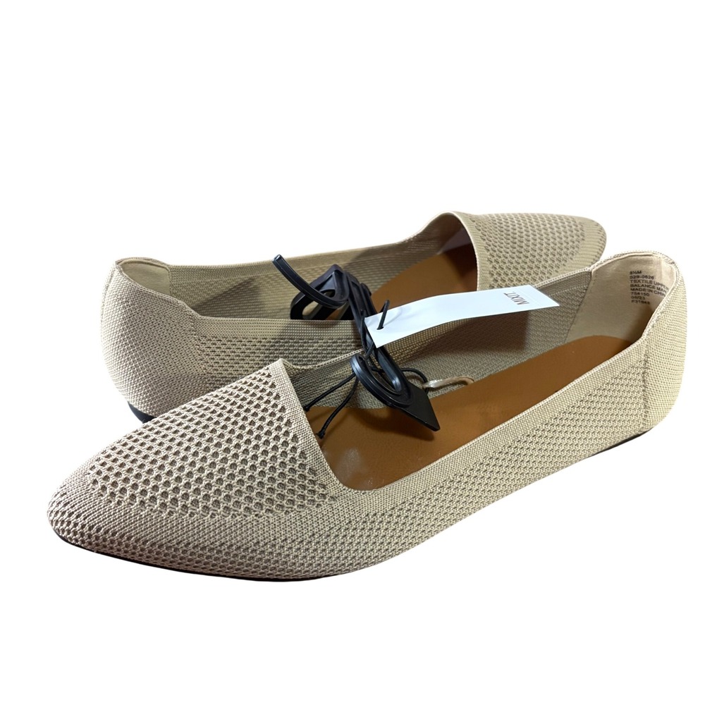 Mixit Pointed Toe Flats‎ Women 8.5 Tan Beige New Knit Slip On Loafers 029-0626